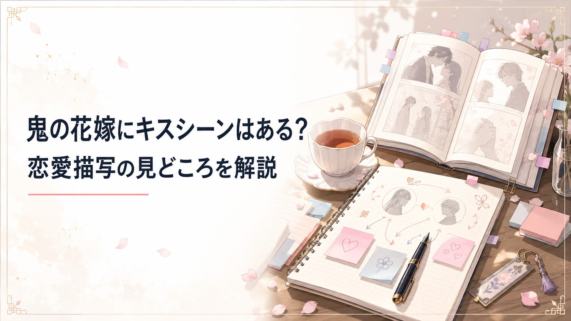 鬼の花嫁3の参考場面を読みながら柚子と玲夜の恋愛描写を考察する読者の机